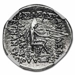 Parthian Empire AR Drachm Mithradates II (121-91 BC) AU NGC