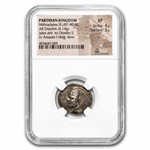 Parthian Empire AR Drachm Mithradates III (87-80 BC) XF NGC