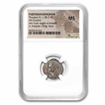 Parthian Empire Phraates IV Silver Drachm (38-2 BC) MS NGC