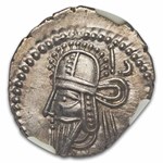 Parthian Empire Silver Drachm Vologases VI (207-222 AD) AU NGC