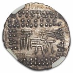 Parthian Empire Silver Drachm Vologases VI (207-222 AD) AU NGC