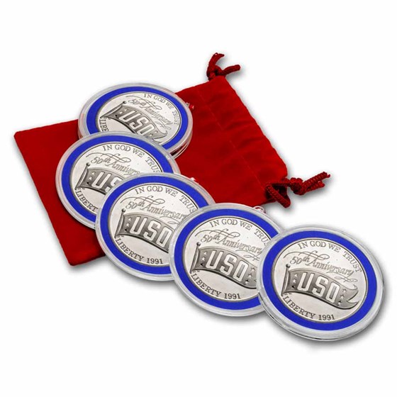 Patriotic Silver Ornament Set - 5 Patriotic Commems Patriotic Silver Ornament Set - 5 Patriotic Commems