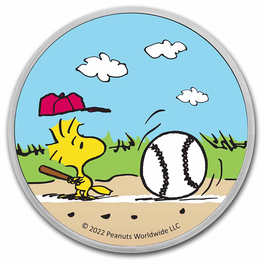 Peanuts® Baseball - Woodstock at Bat 1 oz Colorized Silver | eBay