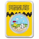 Peanuts® Baseball - Woodstock at Bat 1 oz Colorized Silver