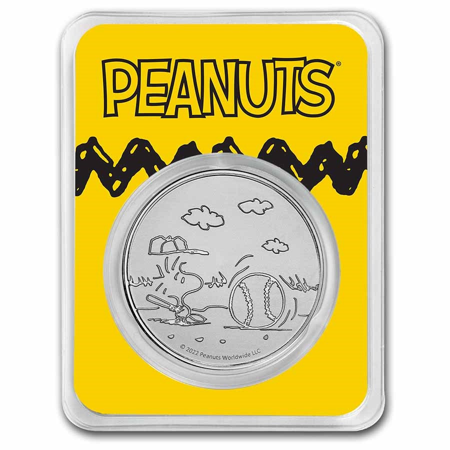 Peanuts® Baseball - Woodstock at Bat 1 oz Silver in TEP