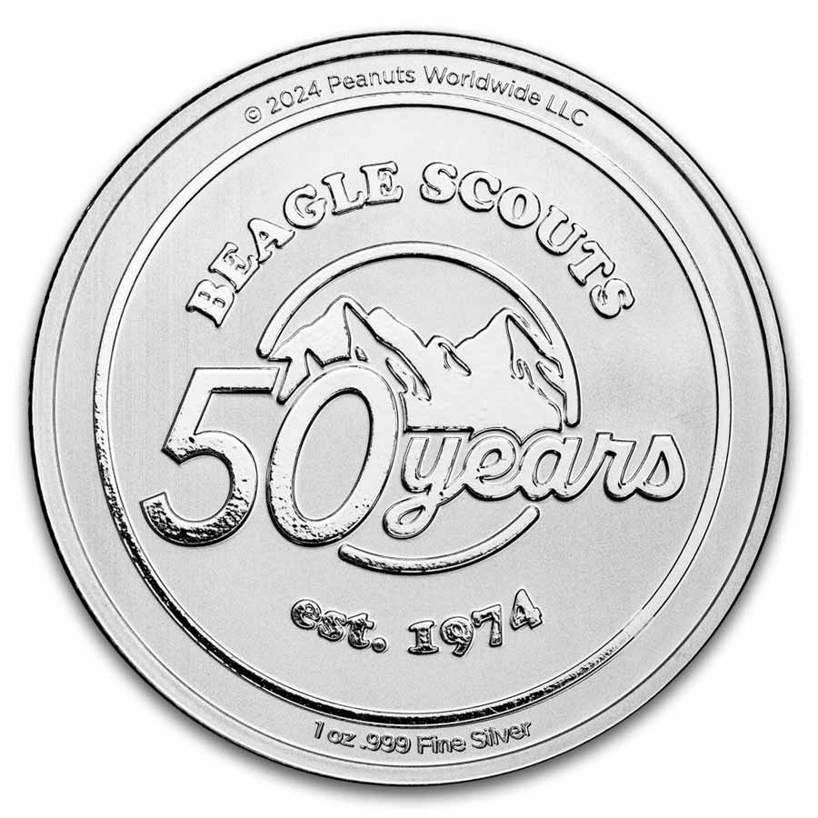 Peanuts® Beagle Scout Patch - Hugging Trees 1 oz Colorized Silver