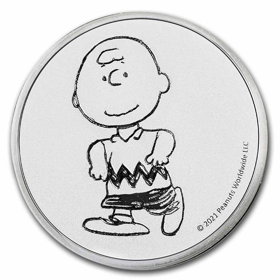 1oz Peanuts Charlie Brown Snoopy Valentines .999 colourised SILVER TEP #10 