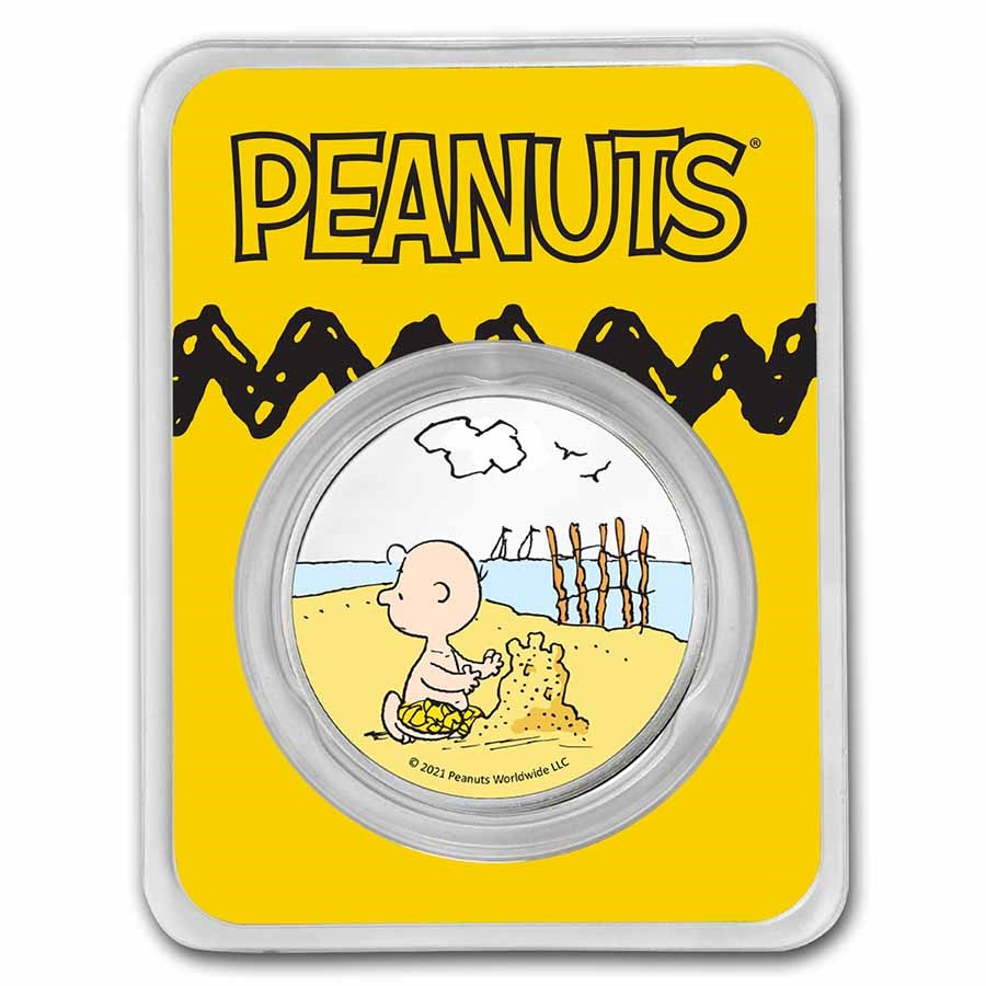 Peanuts® Charlie Brown Builds a Sandcastle 1 oz Colorized Silver