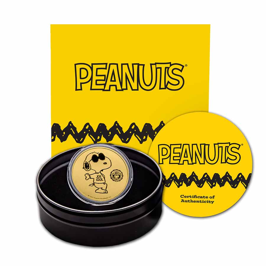 Buy Peanuts® Joe Cool 50th Anniversary 1 oz Gold Round (w/Tin