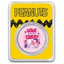 Peanuts® Love Drives Me Crazy - 1 oz Colorized Silver