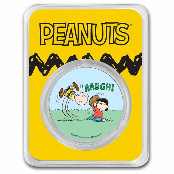 Peanuts® Lucy Pulls the Football 1 oz Colorized Silver Peanuts® Lucy Pulls the Football 1 oz Colorized Silver
