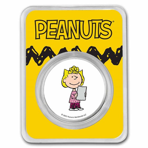 Peanuts® Sally Brown 1 oz Colorized Silver Round Peanuts® Sally Brown 1 oz Colorized Silver Round