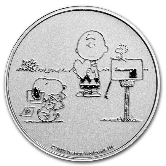 Peanuts® Snoopy and Charlie Brown Valentine 1 oz Silver Round Peanuts® Snoopy and Charlie Brown Valentine 1 oz Silver Round