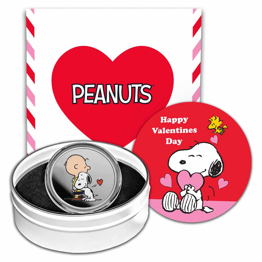 Peanuts Snoopy and Charlie Brown Valentine 1 oz Colorized