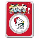 Peanuts® Snoopy Santa Holding Woodstock Colorized Silver