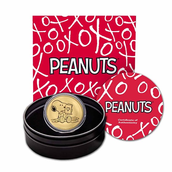 Peanuts® Snoopy Valentine's Day Cards 1 oz Gold Round Peanuts® Snoopy Valentine's Day Cards 1 oz Gold Round