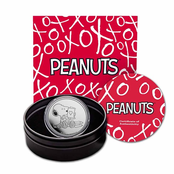 Peanuts® Snoopy Valentine's Day Cards 1 oz Silver Proof Peanuts® Snoopy Valentine's Day Cards 1 oz Silver Proof
