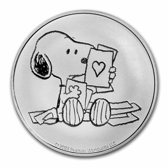 Peanuts® Snoopy Valentine's Day Cards 1 oz Silver Round