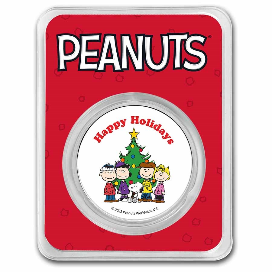 Peanuts® Snoopy, Van Pelt & Brown Christmas 1 oz Colorized Silver