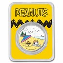 Peanuts® Snoopy & Woodstock at the Beach 1 oz Colorized Silver