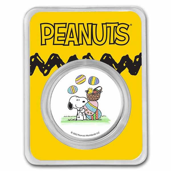 Peanuts® Snoopy & Woodstock Easter Egg Hunt 1 oz Colorized Silver