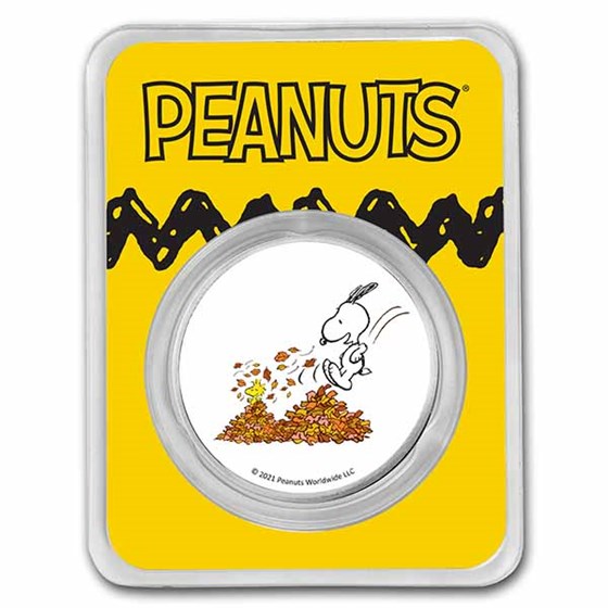 Peanuts® Snoopy & Woodstock Leaf Pile 1 oz Colorized Silver