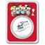 Peanuts® Snoopy & Woodstock Sledding 1 oz Colorized Silver
