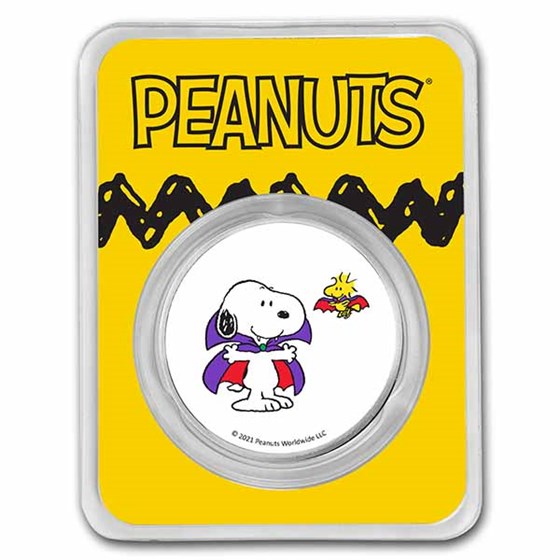 Peanuts® Snoopy, Woodstock Vampire Costumes 1 oz Colorized Silver