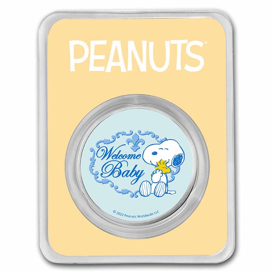 Peanuts® Welcome Baby Boy 1 oz Colorized Silver
