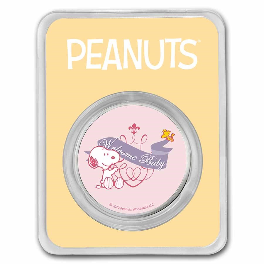 Peanuts® Welcome Baby Girl 1 oz Colorized Silver
