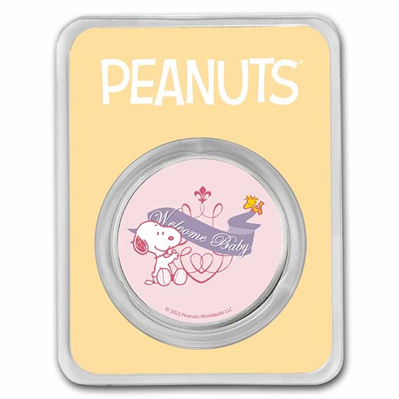 Peanuts® Welcome Baby Girl 1 oz Colorized Silver