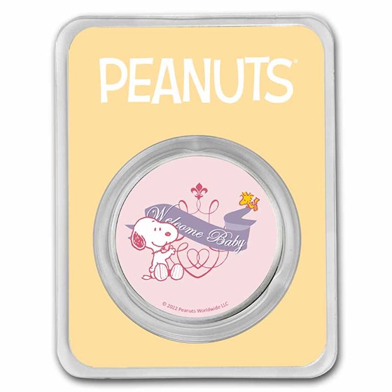 Peanuts® Welcome Baby Girl 1 oz Colorized Silver Peanuts® Welcome Baby Girl 1 oz Colorized Silver