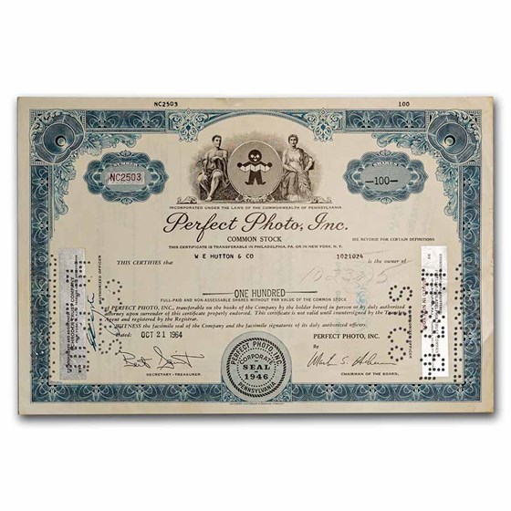 Perfect Photo, Inc. Stock Certificate (Blue) Perfect Photo, Inc. Stock Certificate (Blue)