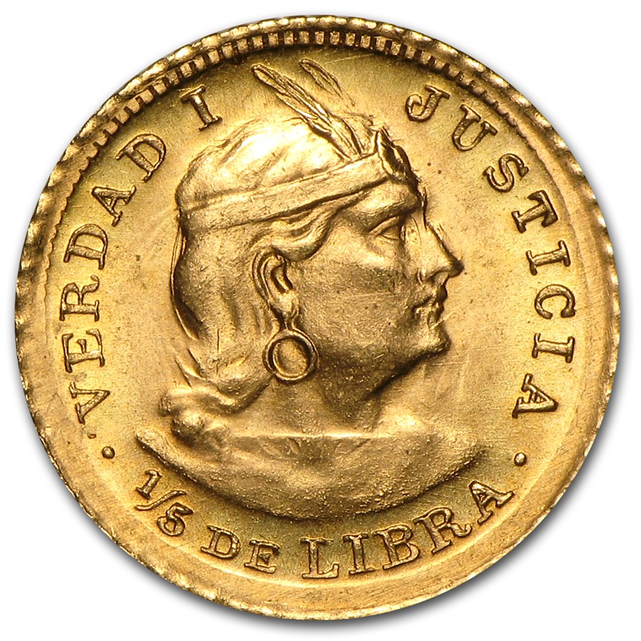 Peru Gold 1/5 Libra AU/BU (Random)