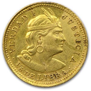 Peru Gold 1/5 Libra Avg Circ (AGW .0471, Random) Peru Gold 1/5 Libra Avg Circ (AGW .0471, Random)