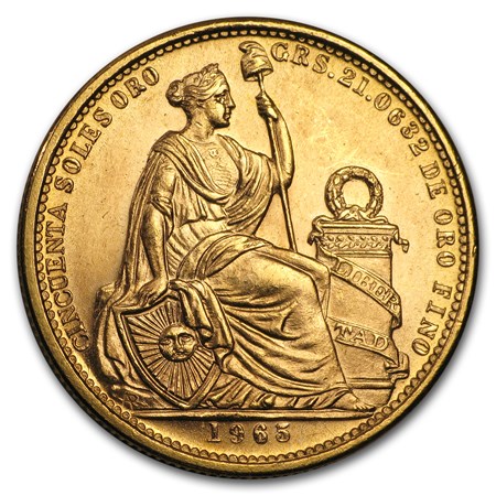 Buy Peru Gold 50 Soles Seated Liberty Bu Random Coin Online Gold Coins From Peru Apmex Not Specified