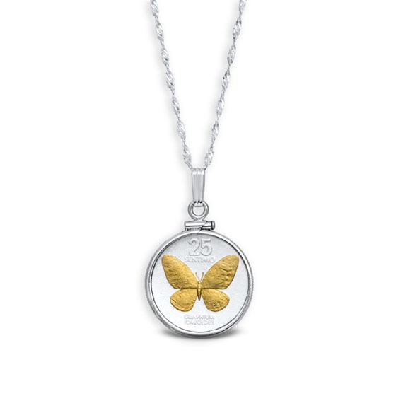 Philippines 25 Centimos Butterfly Necklace Philippines 25 Centimos Butterfly Necklace
