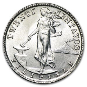 Philippines Silver 20 Centavos AU/BU (Random Dates) Philippines Silver 20 Centavos AU/BU (Random Dates)