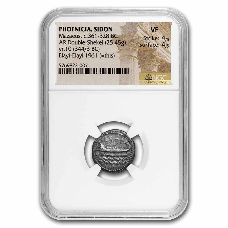 Phoenicia, Sidon Silver AR Double Shekel (361-328 BC) VF NGC