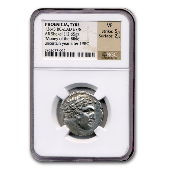 Phoenicia Tyre Silver Shekel (126-5 BC-67-8 AD) VF NGC Phoenicia Tyre Silver Shekel (126-5 BC-67-8 AD) VF NGC