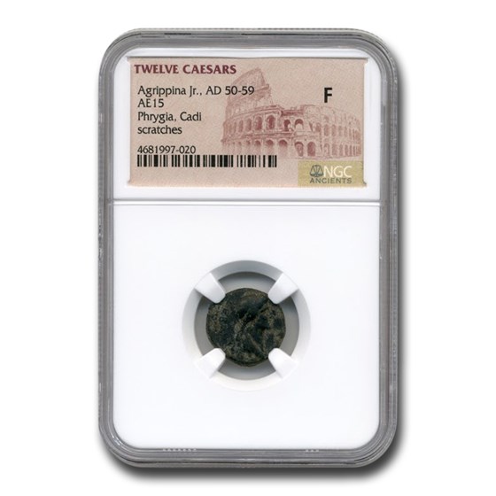 Phrygia Roman Provincial Bronze Agrippina Jr. (50-59 AD) Fine NGC Phrygia Roman Provincial Bronze Agrippina Jr. (50-59 AD) Fine NGC