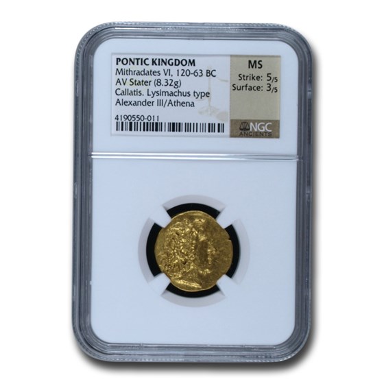 Pontic Kingdom Gold Stater Mithradates VI (120-63 BC) MS NGC Pontic Kingdom Gold Stater Mithradates VI (120-63 BC) MS NGC