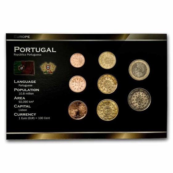 Portugal 1 Cent-2 Euro 8-Coin Euro Set BU