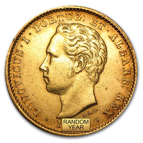 Portugal Gold 5000 Reis King Luiz I (Random Dates, AGW .2614) Portugal Gold 5000 Reis King Luiz I (Random Dates, AGW .2614)