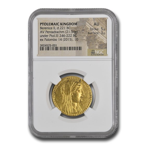 Ptolem. Egypt AV Pentadrachm Berenice II 246-222 BC AU NGC (5/3) Ptolem. Egypt AV Pentadrachm Berenice II 246-222 BC AU NGC (5/3)