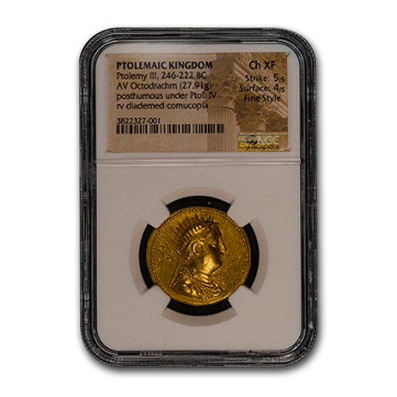 Ptolemaic Kingdom AV Octodrachm Ptolemy III Ch XF 246-222 BC NGC Ptolemaic Kingdom AV Octodrachm Ptolemy III Ch XF 246-222 BC NGC