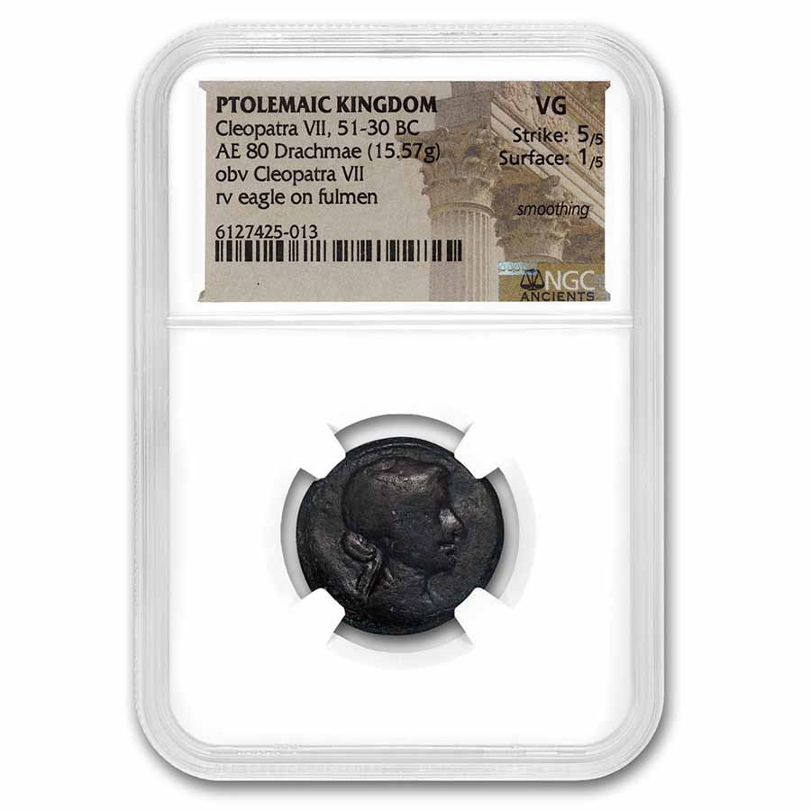 Ptolemaic Kingdom Cleopatra VII AE 80 Drachmae (51-30 BC) VG NGC