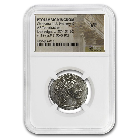 Ptolemaic Kingdom Ptolemy X AR Tetradrachm (107-101 BC) VF NGC Ptolemaic Kingdom Ptolemy X AR Tetradrachm (107-101 BC) VF NGC