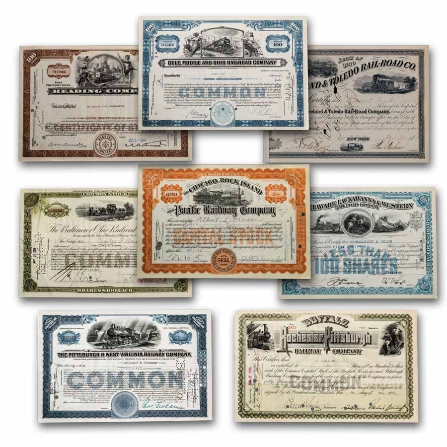 Buy Railroad Collection 8Certificates Stock Certificates APMEX