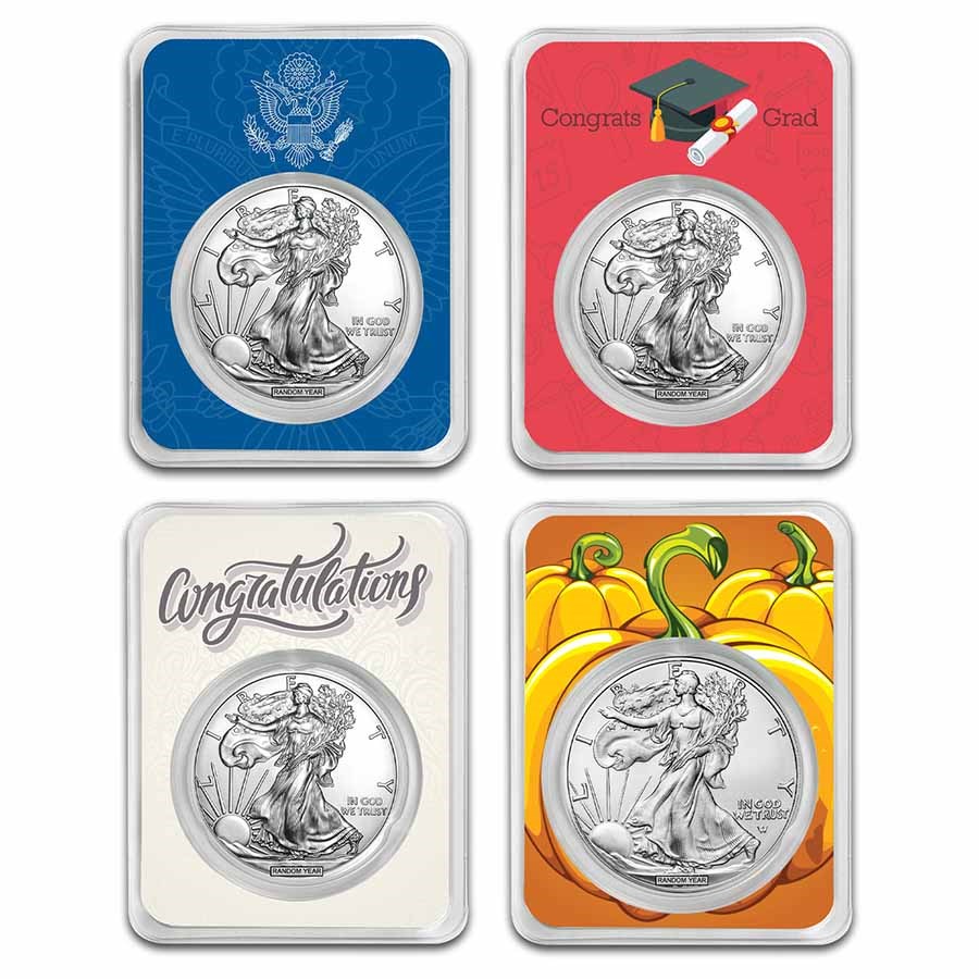Random Year 1 oz Silver Eagle - w/Special Occasion Card, In TEP